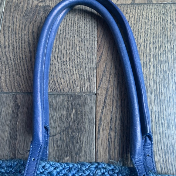 Balenciaga Blue Raffia & Leather Panier Basket Tote - Picture 13 of 13